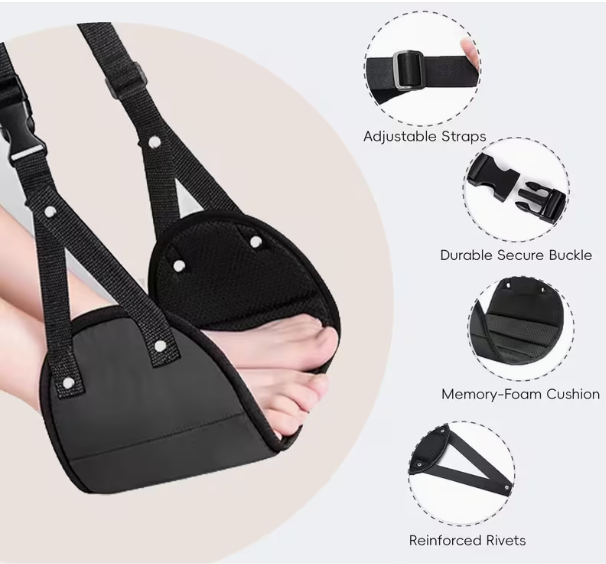 Travel Accessories Long Flight - Reposapiés ajustable con hamaca portátil para