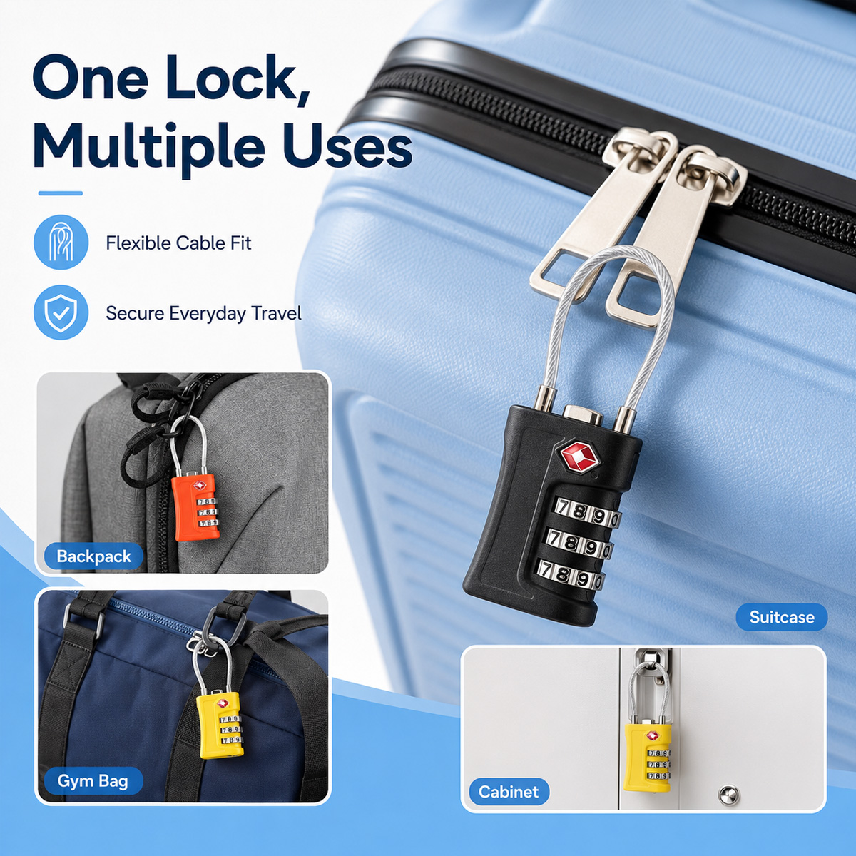 Candado de Equipaje Aprobado p - Cable Lock Combination reseña y precio