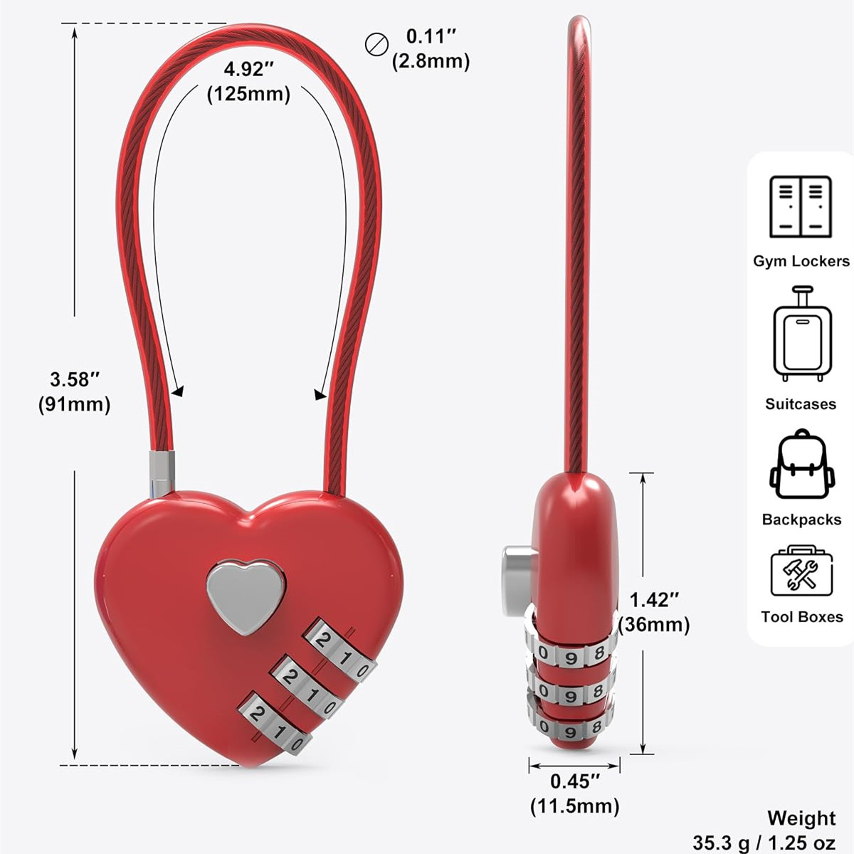 Candado de Combinación de 3 Dí - Cable Lock Combination reseña y precio