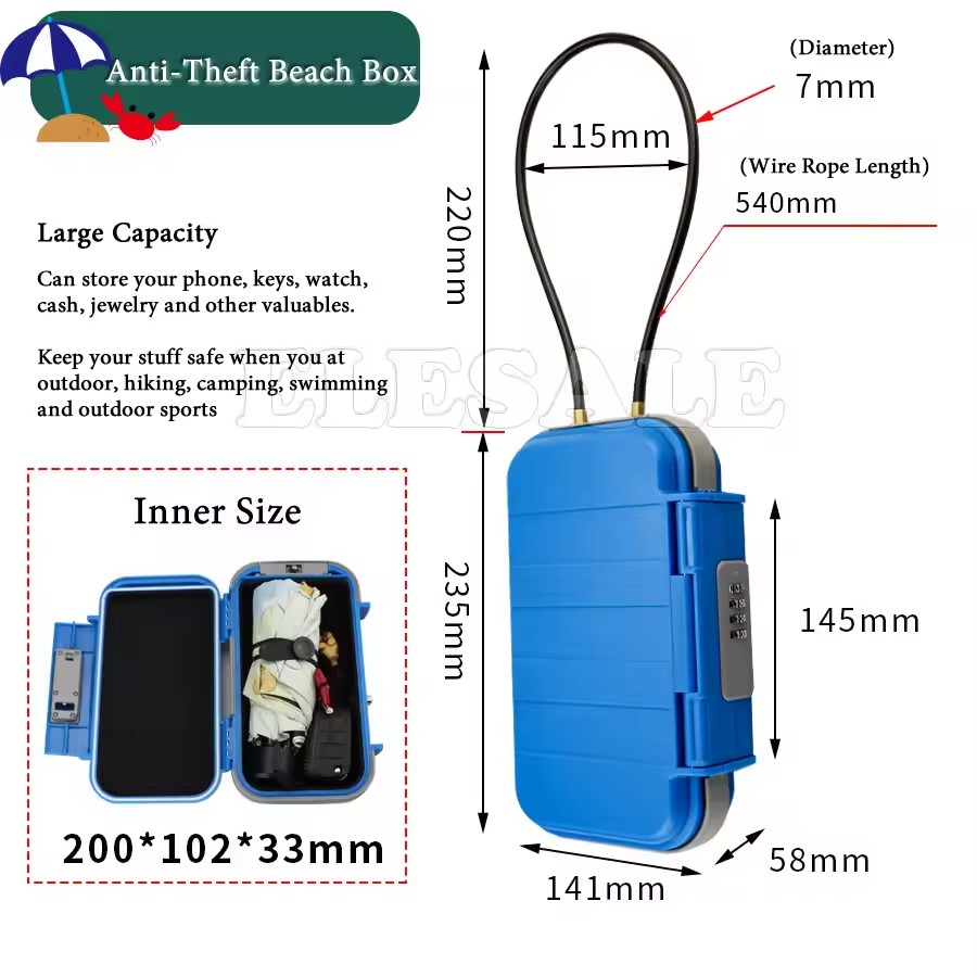 Caja de seguridad portátil cre - Cable Lock Combination reseña y precio