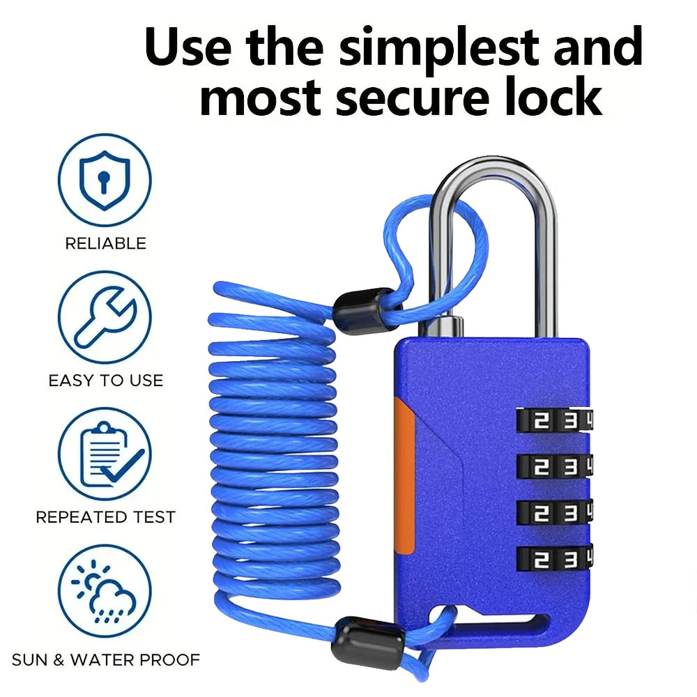 Candado de combinación de 4 dí - Cable Lock Combination reseña y precio