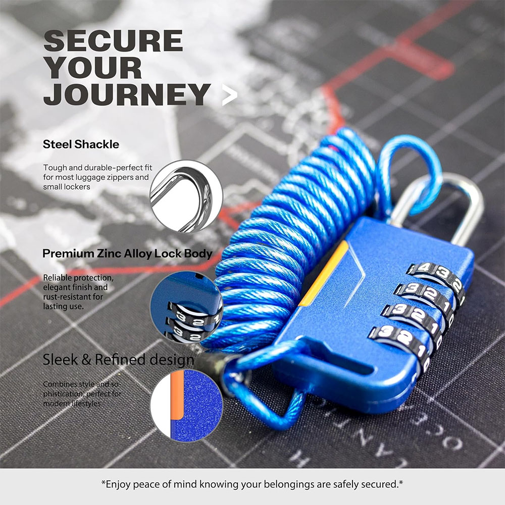 Candado de combinación de 4 dí - Cable Lock Combination reseña y precio